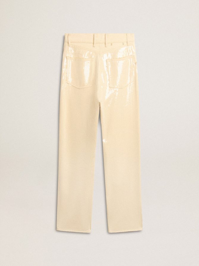Ecru pants with transparent all-over sequins - Image 7