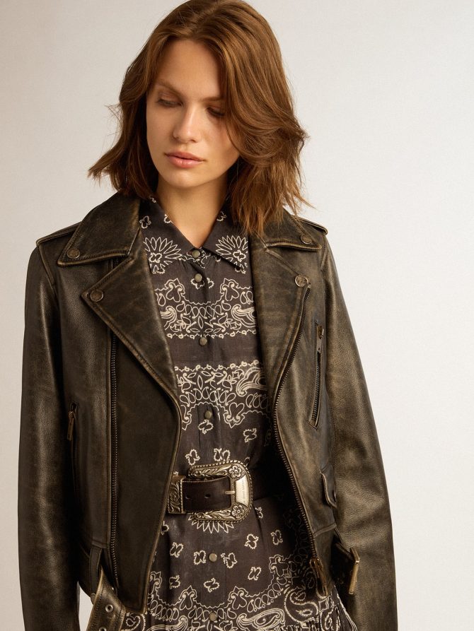 Women’s leather biker jacket - Image 2