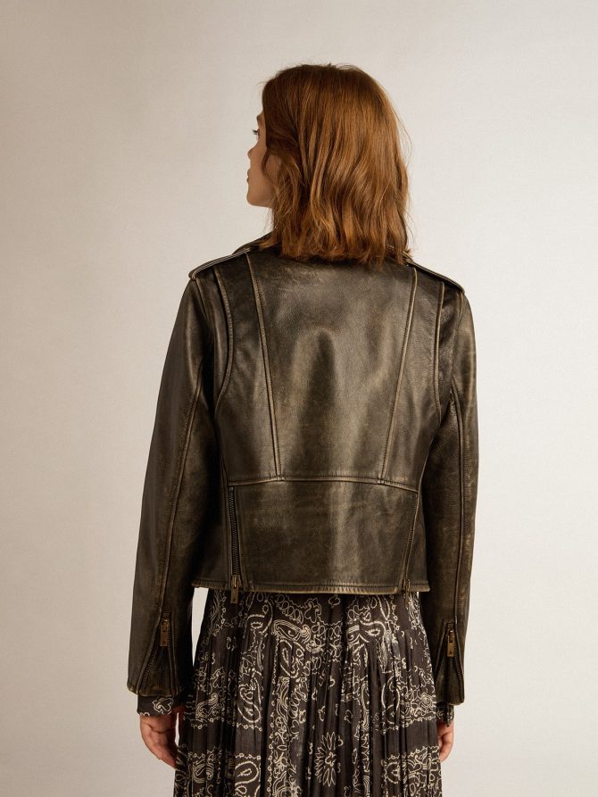 Women’s leather biker jacket - Image 4