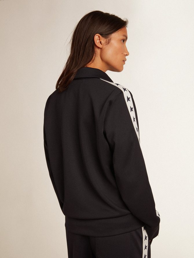 Dark blue zipped sweatshirt with white strip and contrasting stars - Image 4