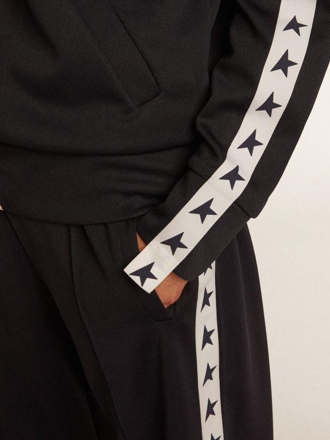 Dark blue zipped sweatshirt with white strip and contrasting stars - Image 5