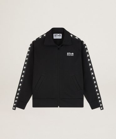 Women’s black zipped sweatshirt with white stars