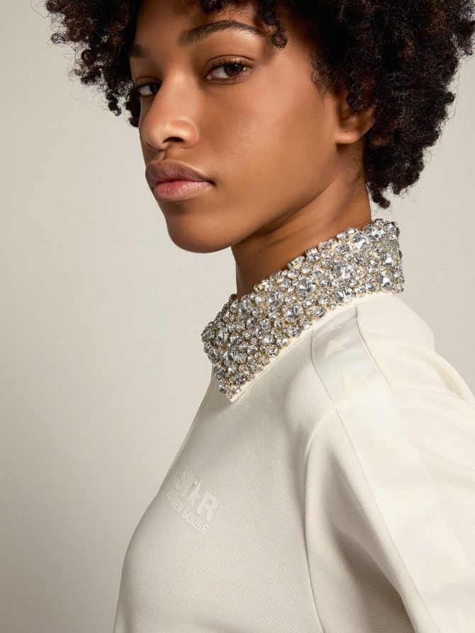 Papyrus white Denise Star Collection zipped sweatshirt with crystal collar - Image 2