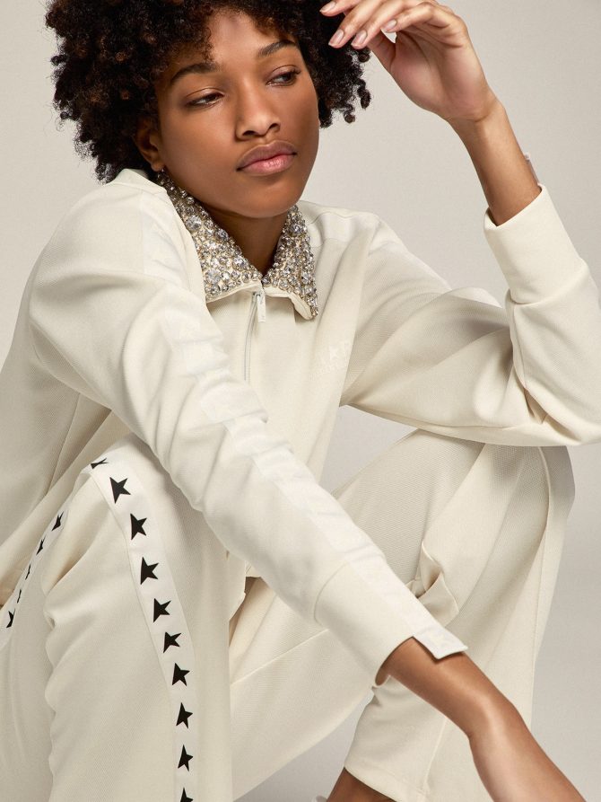 Papyrus white Denise Star Collection zipped sweatshirt with crystal collar - Image 4