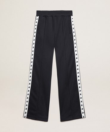 Dark blue joggers with white strip and contrasting stars