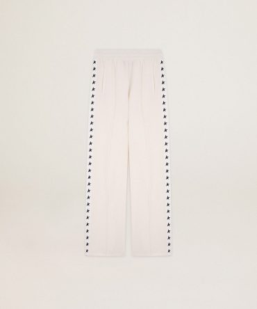 Women’s white joggers with stars on the sides