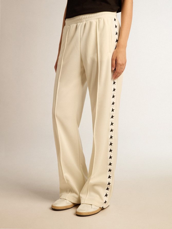 Women’s white joggers with stars on the sides - Image 2