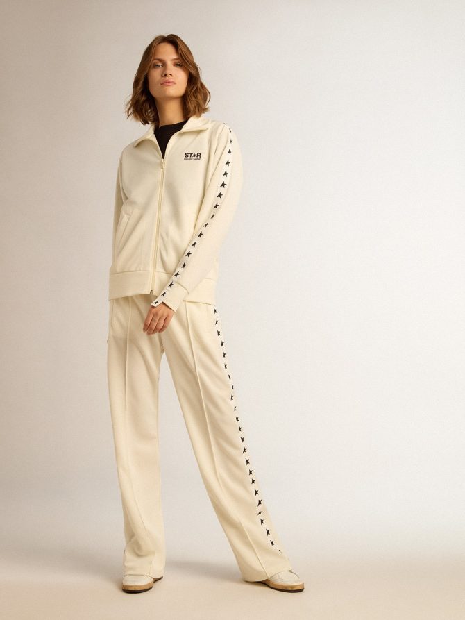 Women’s white joggers with stars on the sides - Image 3