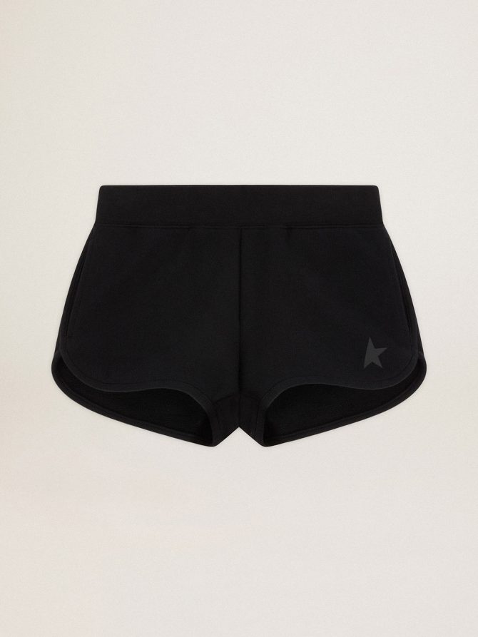 Women’s black shorts with tone-on-tone star