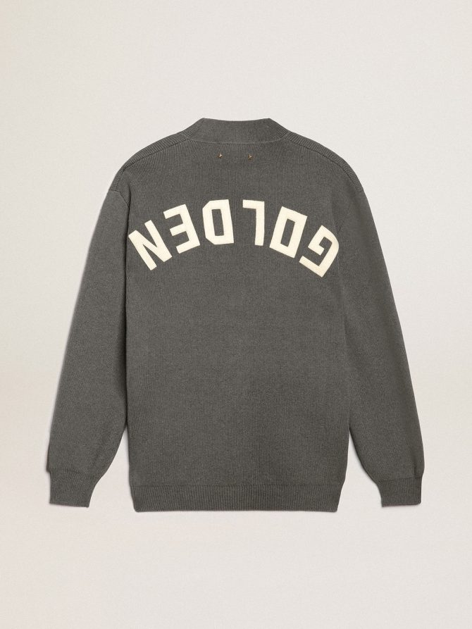 Women’s mélange gray cotton cardigan with logo on the back - Image 6