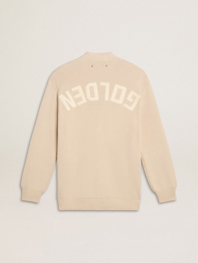 Women’s beige cardigan with ‘Golden’ lettering on the back - Image 6