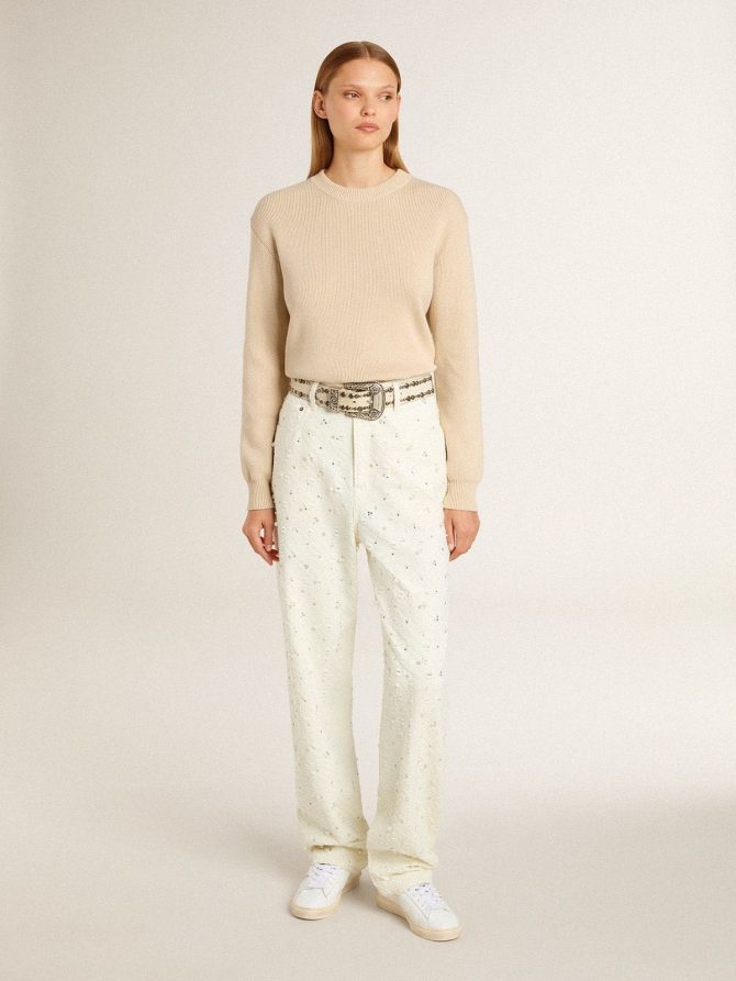 Women’s beige sweater with ‘Golden’ lettering on the back - Image 3