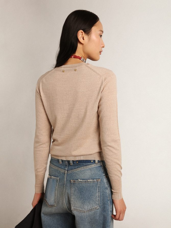 Women’s sweater in light brown merino wool - Image 4