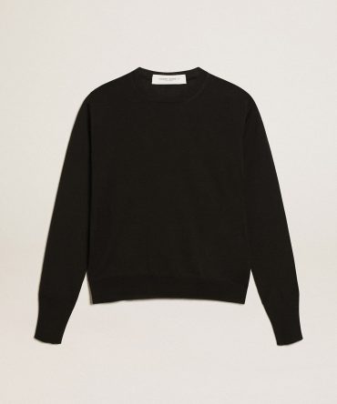Women’s round-neck sweater in black wool