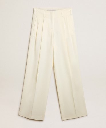Women’s joggers in aged white wool blend