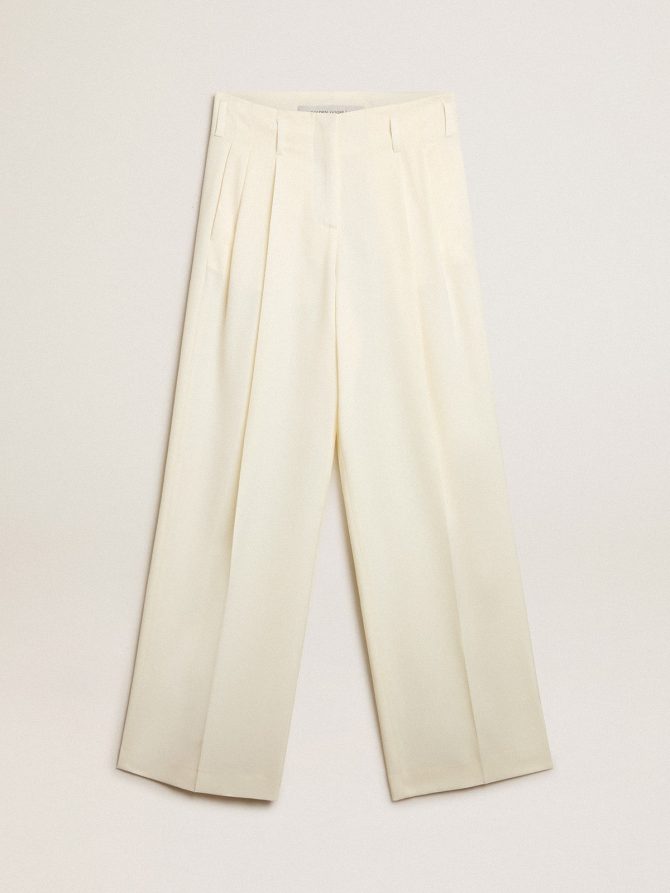 Women’s joggers in aged white wool blend