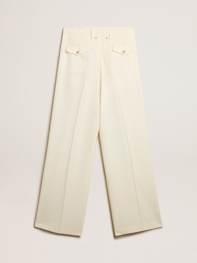 Women’s joggers in aged white wool blend - Image 2