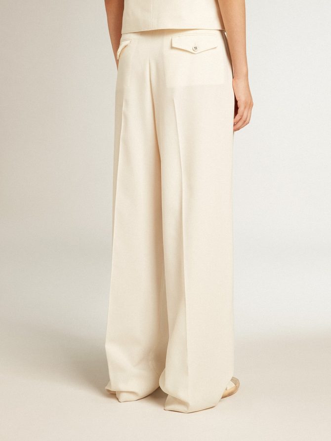 Women’s joggers in aged white wool blend - Image 4