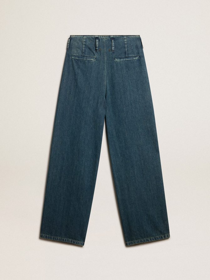 Women’s blue cotton pleated pants - Image 5