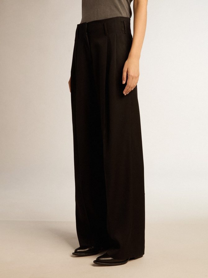 Women’s black wool gabardine pants - Image 2