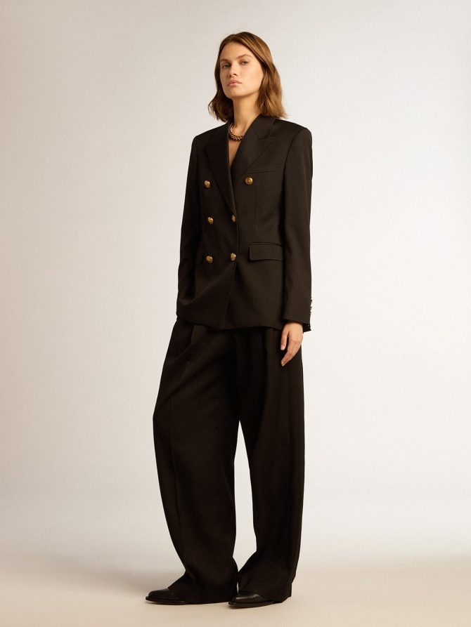 Women’s black wool gabardine pants - Image 3