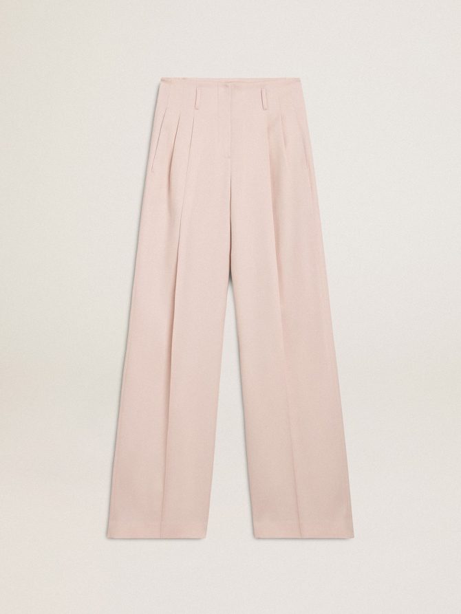 Women’s pants in pink tailored wool fabric