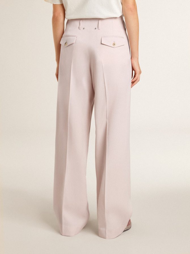 Women’s pants in pink tailored wool fabric - Image 4