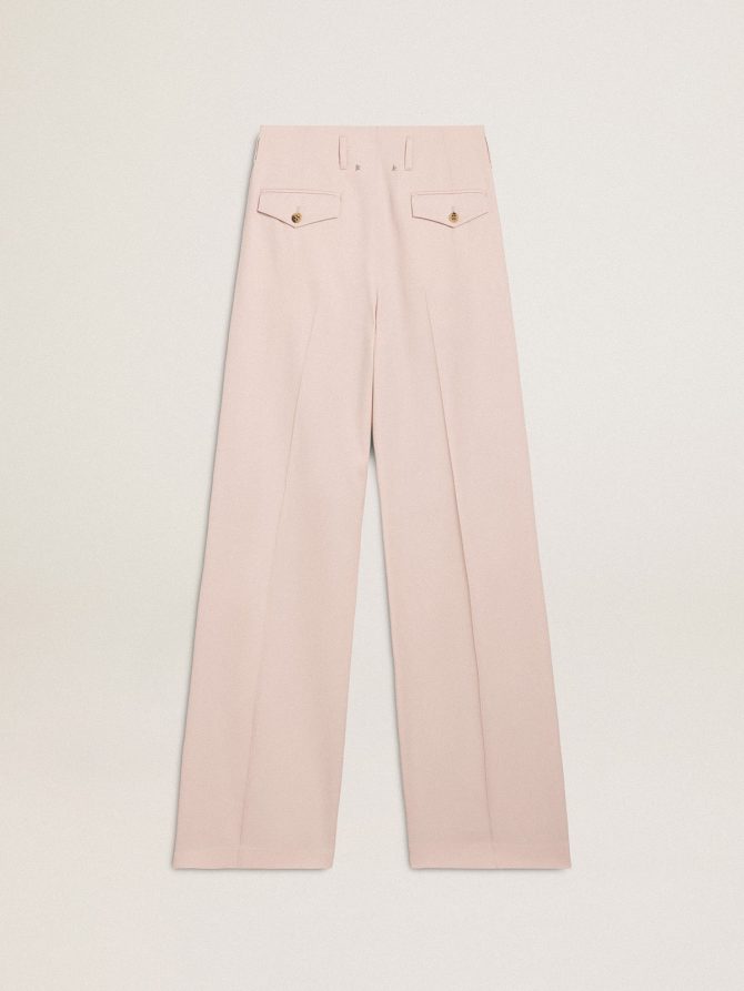 Women’s pants in pink tailored wool fabric - Image 6