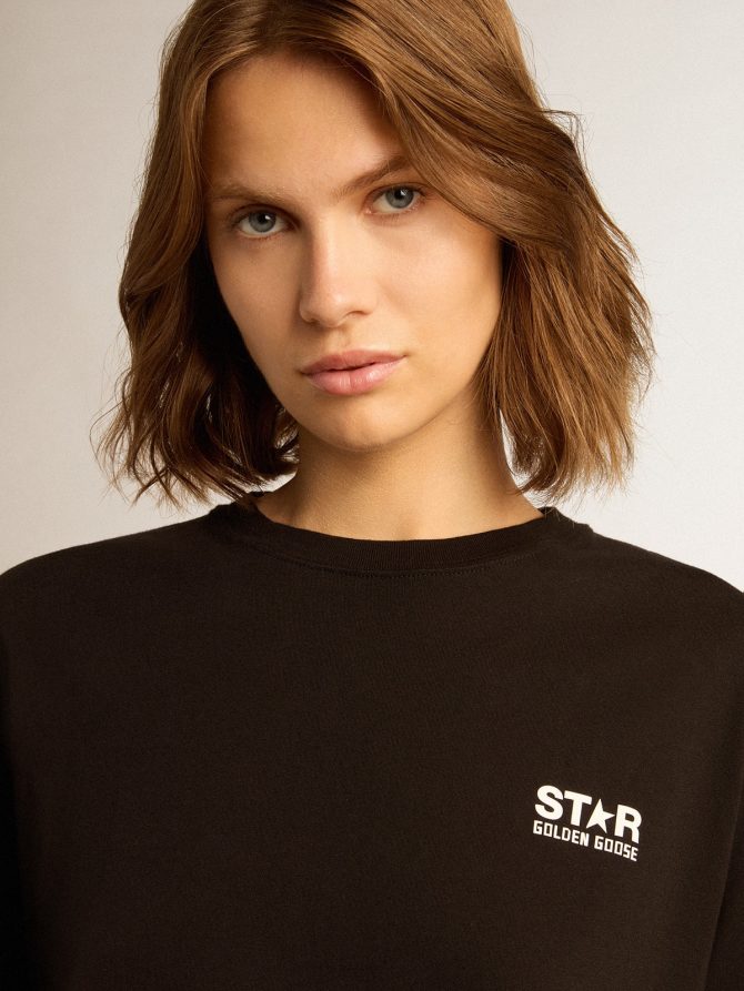 Black Star Collection T-shirt with contrasting white logo and star - Image 2
