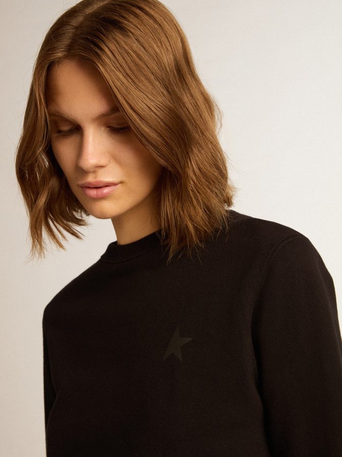 Black Athena Star Collection sweatshirt with tone-on-tone star on the front - Image 2