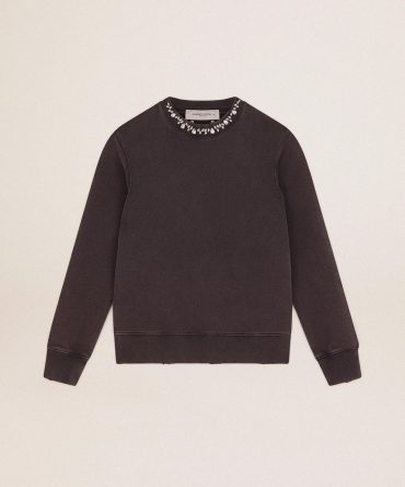 Women’s anthracite gray sweatshirt with crystals