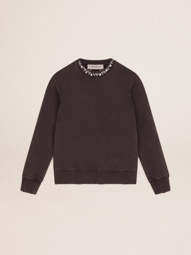Women’s anthracite gray sweatshirt with crystals