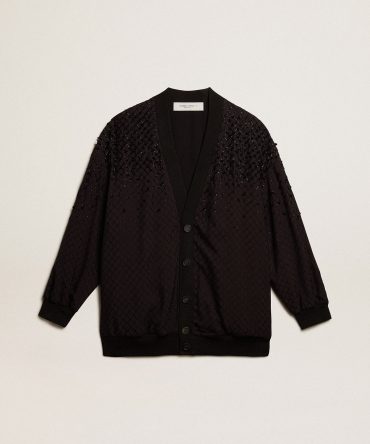 Women’s black cardigan with shaded embroidery