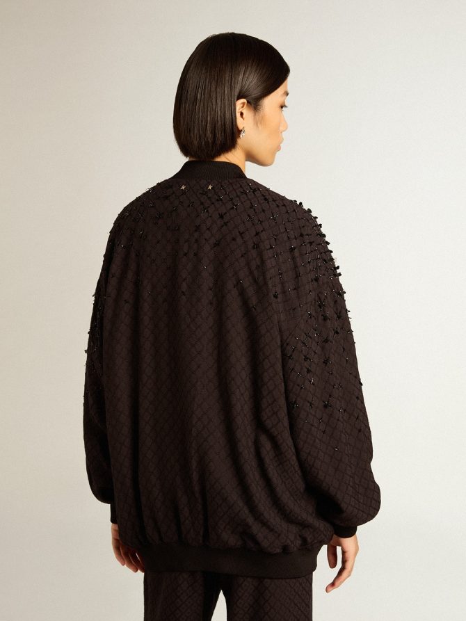 Women’s black cardigan with shaded embroidery - Image 4