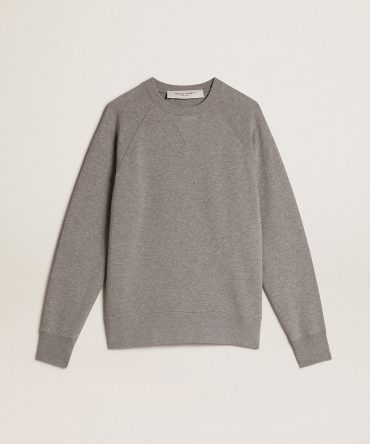 Gray melange cotton sweatshirt with manifesto on the back