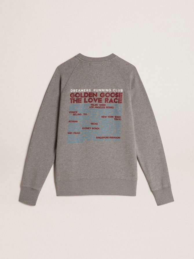 Gray melange cotton sweatshirt with manifesto on the back - Image 2