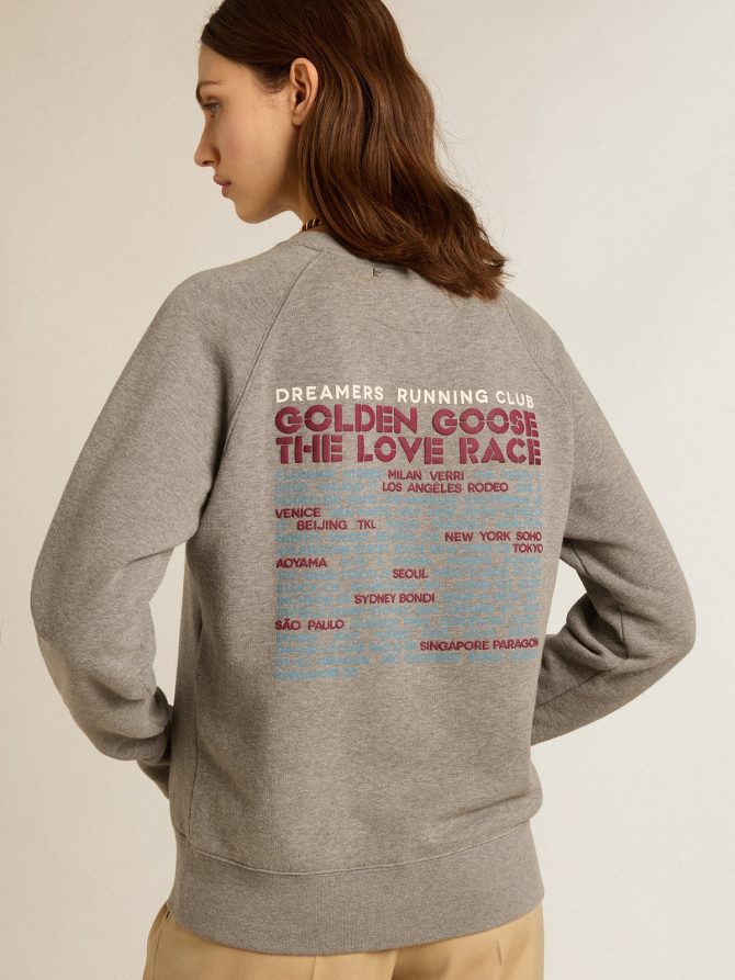 Gray melange cotton sweatshirt with manifesto on the back - Image 3