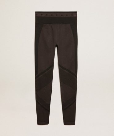 Women’s black leggings with mixed stitching