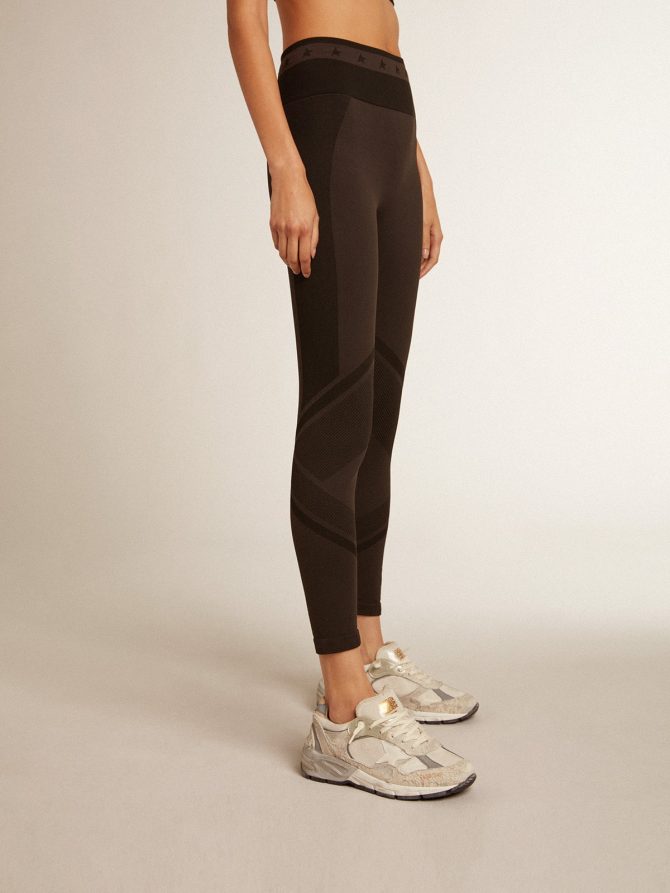Women’s black leggings with mixed stitching - Image 2