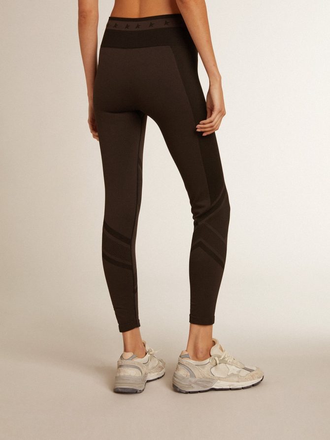 Women’s black leggings with mixed stitching - Image 4