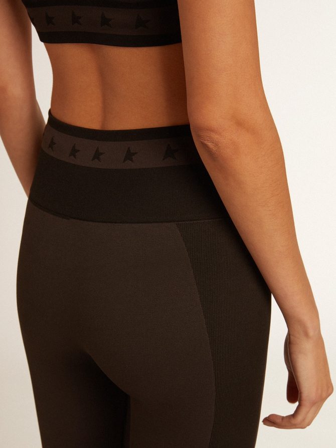 Women’s black leggings with mixed stitching - Image 5