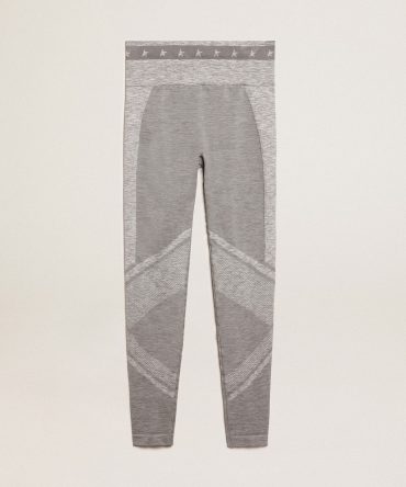 Women’s gray melange leggings with mixed stitching