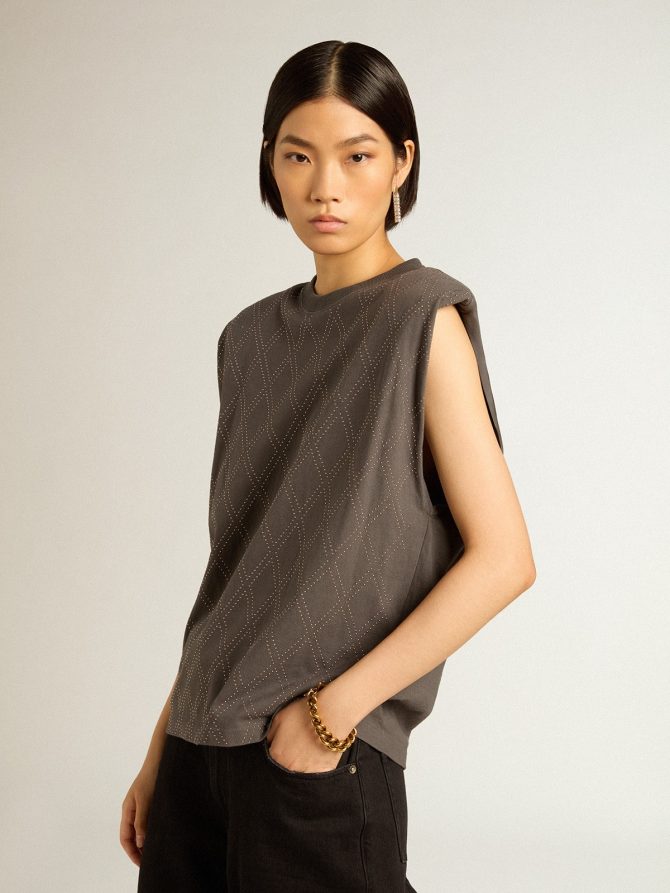 Anthracite gray sleeveless T-shirt - Image 3