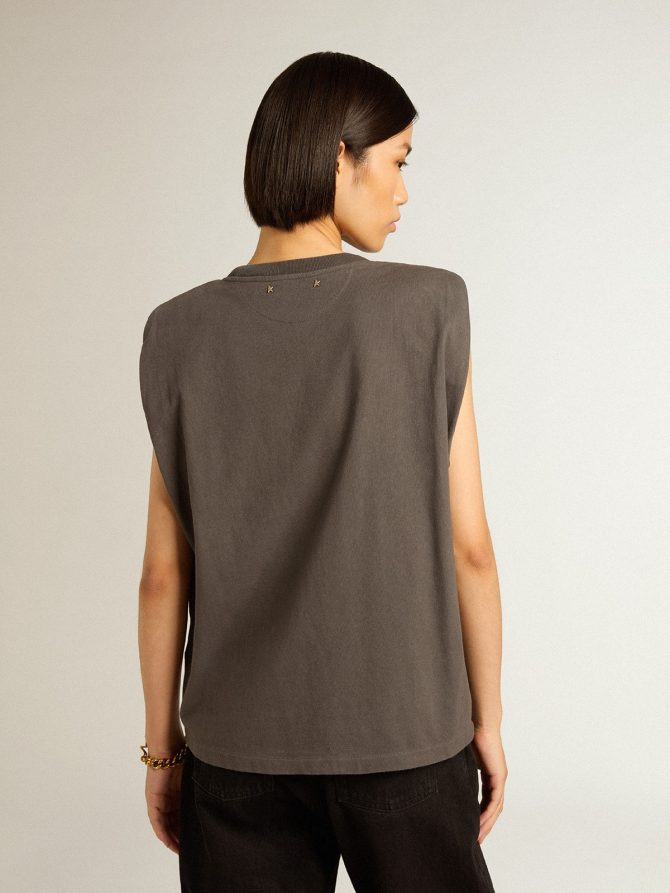 Anthracite gray sleeveless T-shirt - Image 5