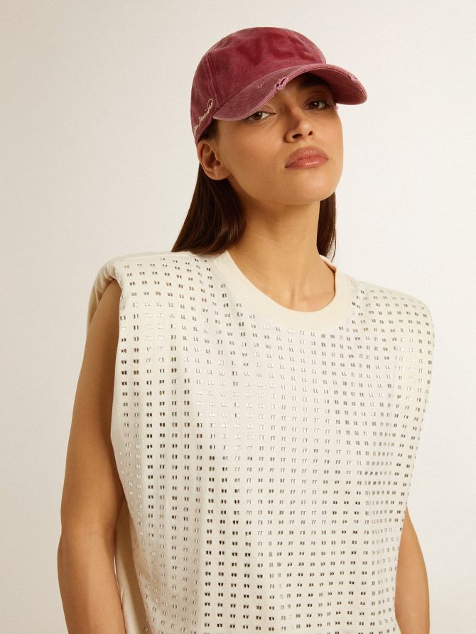 Aged white sleeveless T-shirt embellished with crystals - Image 5