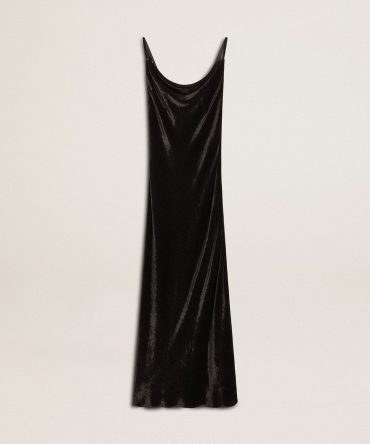 Women’s black velvet-effect slip dress