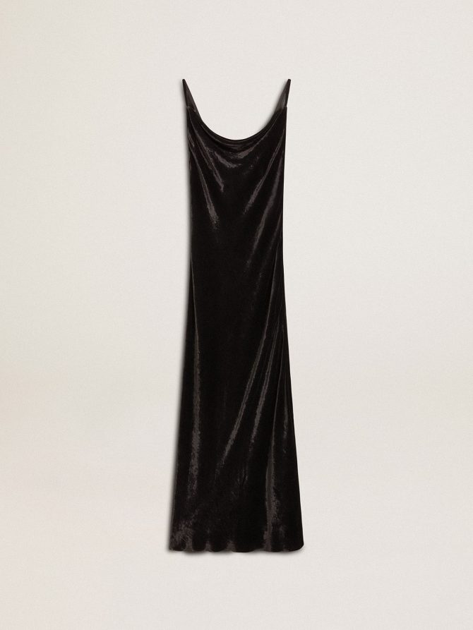 Women’s black velvet-effect slip dress