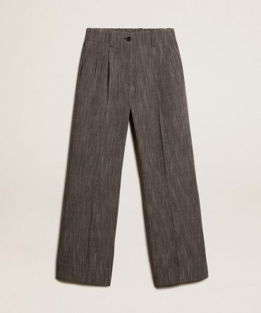 Women’s high-waisted pants in gray melange wool blend