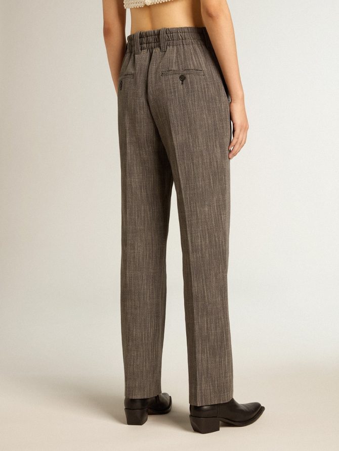 Women’s high-waisted pants in gray melange wool blend - Image 4