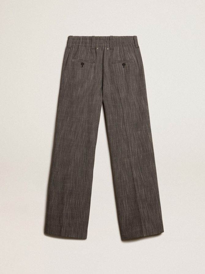 Women’s high-waisted pants in gray melange wool blend - Image 5